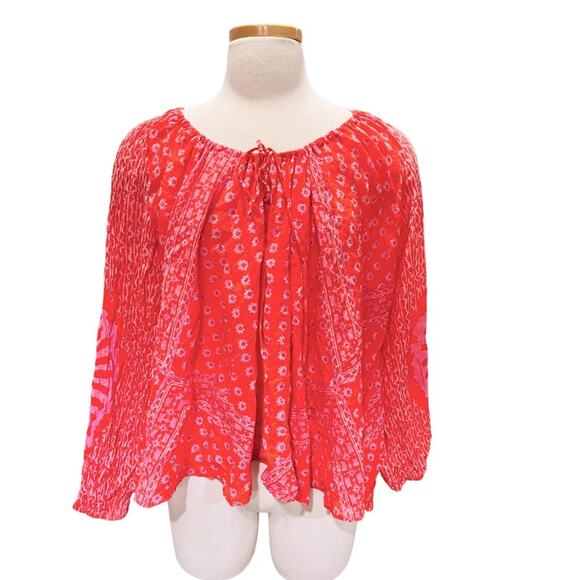 FREE PEOPLE WOMEN'S ELENA PRINTED TOP Size Large NWT - Picture 2 of 13